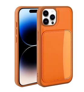 Apple iPhone 15 Pro Max Uyumlu Kılıf Kartlıklı Zore X-Kart Silikon Kapak (Turuncu)