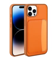 Apple iPhone 15 Pro Max Uyumlu Kılıf Kartlıklı Zore X-Kart Silikon Kapak (Turuncu)