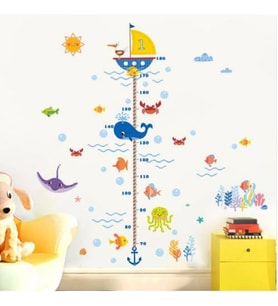 cosy home gift Gelişim Boy Ölçer Sevimli Okyanus Balıkları Kayıp Balık Memo Çocuk Bebek Odası Duvar Sticker Pvc