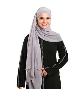 Gri Pratik Hazır Geçmeli Bone Şal Şifon Düz 2506_15