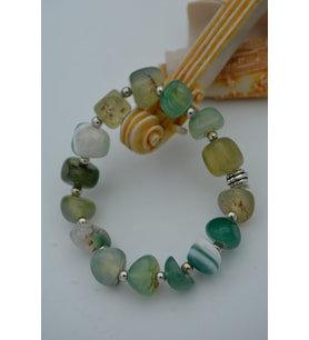 STONEAGE JEWELLERY Kırma Tamburlanmış Yeşil Akik Taşlı Bileklik