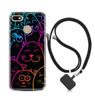 General Mobile GM8 Go GM9 GM20 Pro Plus Kılıf Boyun Askılı Silikon Neon Cats 1790