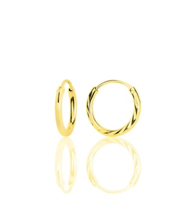 Gümüş altın yaldızlı lazer işlemeli halka küpe SGTL12522GOLD