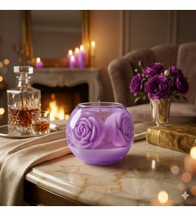 Mumelia Candles Cam Fanus'ta Güller - Doğal Soya Cam Fanus Tasarım Mum