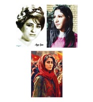 Postera Ayşe Şan - Leyla Qasim - Kırmızı Şallı Kadın Posteri - Kürt Posterleri (3 POSTER) (Siyah-Gri)