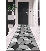 Koyu Gri Kaymaz Geometrik Kesme Rulo Özel Ölçü Yolluk AR1465