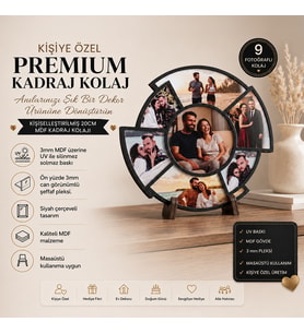 Kişiye Özel 9 Fotoğraflı Premium Kadraj Kolaj 3mm Pleksi Korumalı 20 cm Dekoratif Masaüstü Ahşap Çerçeve Sevgiliye & Yıldönümü Hediyesi