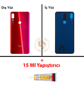 Xiaomi Redmi Note 7 Nebula Kırmızısı Arka Pil Kapağı Batarya Kapağı Lazer Kesim + B-7000 Yapıştırıcı