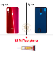 Xiaomi Redmi Note 7 Nebula Kırmızısı Arka Pil Kapağı Batarya Kapağı Lazer Kesim + B-7000 Yapıştırıcı