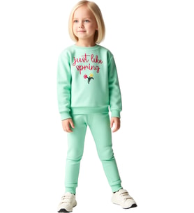 Kız Çocuk Örme Regular Fit Slogan Baskılı İki Parça Set Günlük Şıklık Kaliteli Şık Rahat