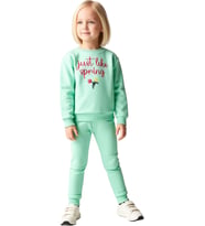 Kız Çocuk Örme Regular Fit Slogan Baskılı İki Parça Set Günlük Şıklık Kaliteli Şık Rahat