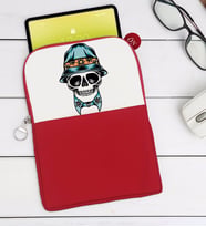 BK Gift Kurukafa Tasarımlı Taşınabilir Koruyucu Tablet Kılıfı & Organizer Çanta - Kırmızı-7