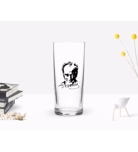 BK Home Renkli Baskılı Atatürk Temalı Rakı Bardağı-13 (Beyaz)