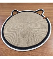 Kedi Mama Paspası/Evcil Hayvan Paspası/Yuvarlak Hasır Kedi Paspası 39*39 cm (Natural)