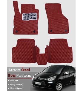 CİTROEN C3 (2002-2009) Uyumlu EVA Paspas Tam Set–Araca Özel,Su Geçirmez,Hızlı ve Kolay Montaj