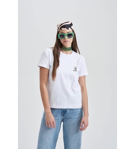 Smart Devil Kadın Taş T-Shirt (Beyaz)
