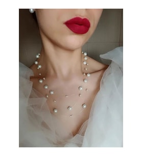 Beyaz İnci Kolye, Söz Nişan Nikah Düğün İçin İncili Gelin Kolyesi