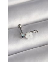 316L Çelik Gümüş Renk Zirkon Taş Detay Beyaz Çiçek Model Tragus Piercing (Karışık)