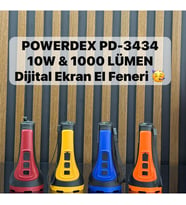 POWERDEX PD-3434 Profesyonel El Feneri 10W – 1000 Lümen – 3200 Mah – Dijital Göstergeli – Type-C Şarjlı