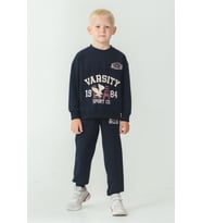 Erkek Çocuk Varsity Baskılı Alt Üst Eşofman Takımı Ak7959 (Lacivert)
