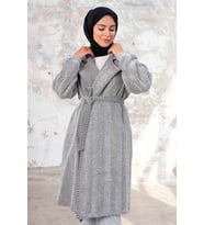 Esilay Kuşaklı Oversize Kap 1244 - Beyaz