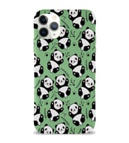 Apple iPhone 11 Pro Uyumlu Lansman Kılıf Panda Tasarımlı İçi Kadife Kapak-Yeşil (Şeffaf)