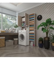 Kenzlife çamaşır makinesi dolabı veronikamaks crd 180*096*20 banyo kapaklı arkalıksız raflı (Karışık)