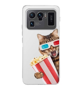 PrintiFy Xiaomi Mi 11 Ultra ile Uyumlu 1mm Slim Fit Kedi 1 050b Baskılı Şeffaf  Kılıf