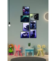 Çerçevesiz Çerçeve Görünümlü Kedi Konseptli 7 Parça Mdf Tablo Seti Kitty Kitten Cats Kediler
