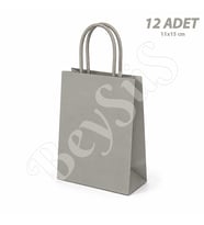 11x15 cm Hediyelik Kağıt Çanta Gri 12 Adet