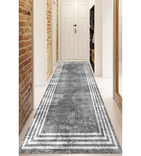 Dijital Baskılı Kaymaz Taban Yıkanabilir Modern Yolluk Ve Koridor Halısı NDU-HT-485 (Gri)