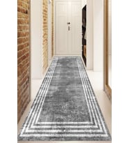 Dijital Baskılı Kaymaz Taban Yıkanabilir Modern Yolluk Ve Koridor Halısı NDU-HT-485 (Gri)