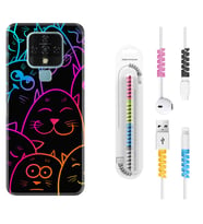 Tecno Camon 16 18P Pova 3 Pova Neo Kılıf Kablo Koruma Spiral Silikon Neon Cats 1790