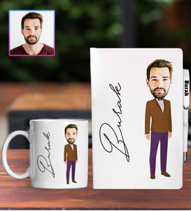 Kişiye Özel Karikatür Tasarım Defter Kalem Kupa Hediye Seti 96190