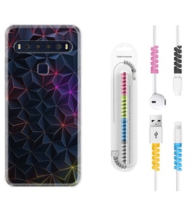 TCL 10L 10 Plus 10SE 20E 20SE 30SE L7 Kılıf Kablo Koruma Spiral Silikon Renkli Prizmalar 1783