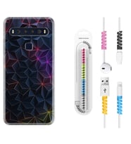 TCL 10L 10 Plus 10SE 20E 20SE 30SE L7 Kılıf Kablo Koruma Spiral Silikon Renkli Prizmalar 1783