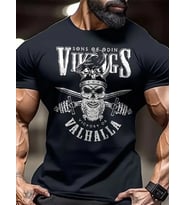 Erkek Ön ve Arka Baskılı T-Shirt Kısa Kol Bisiklet Yaka Regular Fit Tişört - Siyah
