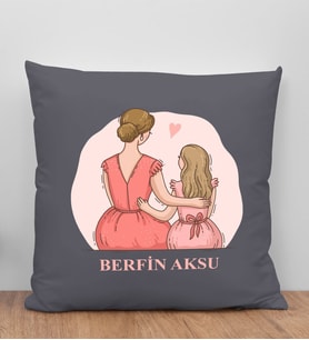 BK Gift Kişiye Özel İsimli Anneler Günü Tasarımlı Antrasit Kırlent Yastık, Anneye Hediye, Ev Dekorasyonu, Anneler Günü Hediyesi-5