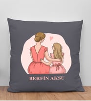 BK Gift Kişiye Özel İsimli Anneler Günü Tasarımlı Antrasit Kırlent Yastık, Anneye Hediye, Ev Dekorasyonu, Anneler Günü Hediyesi-5