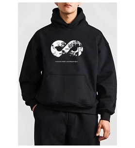 10 Kasıma Özel Üç İplik Kapşonlu Baskılı SweatShirt - Siyah