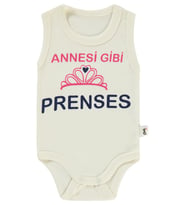 Civil Baby Annesi Gibi Prenses Baskılı Sfr.Kol1-36 Ay Çıtçıtlı Badi - Ekru