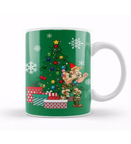 Guile Around The Christmas Tree Street Fighter Kupa Bardak Porselen
