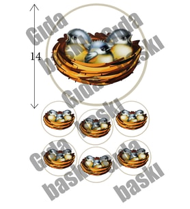 Yenilebilir Şeker Kağıt Kuş Yuvası Temalı Pasta Süsleme