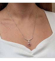 Kristal Zirkon Taşlı Kalp 925 Ayar Gümüş Kadın Kolye
