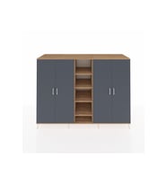 Kronos Dolap 12 Raflı 4 Kapaklı 220x59x163 Çam-Antrasit/Çam