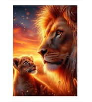 Aslan Ve Yavrusu Model Ahşap Tablo