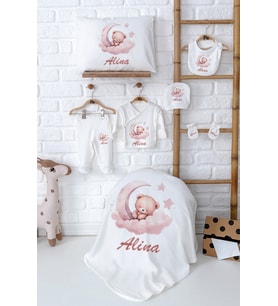 Pia Baby Premium %100 Pamuk Yenidoğan Kız Bebek Hastane Çıkışı Hediyelik Set Zıbın Takım 5006-02 (Ekru)