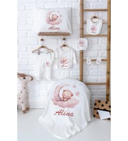 Pia Baby Premium %100 Pamuk Yenidoğan Kız Bebek Hastane Çıkışı Hediyelik Set Zıbın Takım 5006-02 (Ekru)