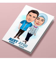 Kişiye Özel Canım Eşim ve Ben Karikatürlü Tebrik Kartı