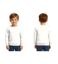 Unisex Düz Baskısız Çocuk Sweatshirt  3 İplik Şardonlu Kumaş (Beyaz)